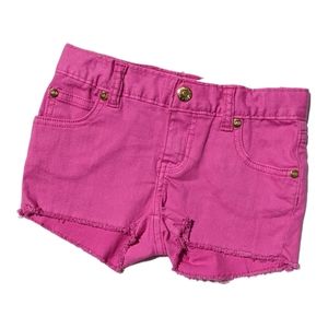 Peek Girls size 6 Pink Cutoff Fringe Jean Shorts